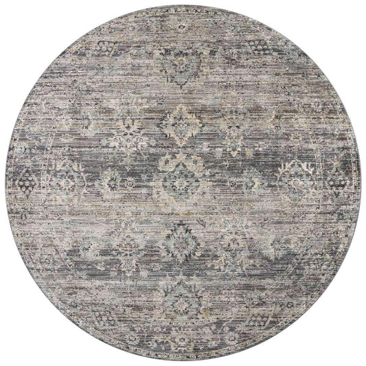 Jean Stoffer x Loloi - Katherine Graphite / Jade 5-3in x 5-3in Round Accent Rug - KESSKES-05GTJD530R veiw 1