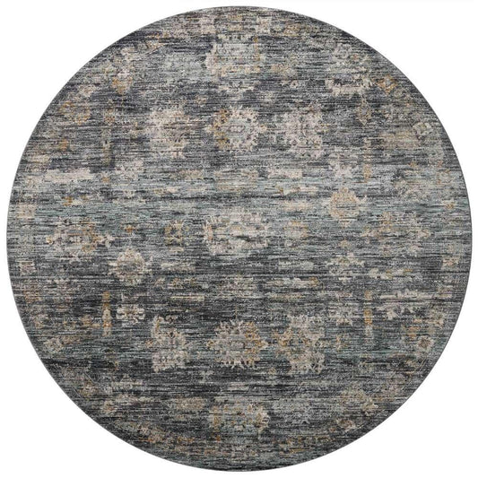 Jean Stoffer x Loloi - Katherine Ink / Jade 5-3in x 5-3in Round Accent Rug - KESSKES-04IKJD530R veiw 1