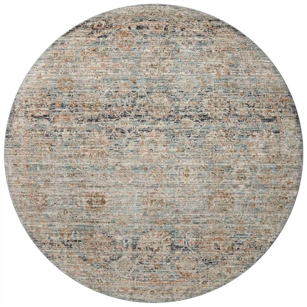 Jean Stoffer x Loloi - Katherine Ocean / Coral 7-10in x 7-10in Round Area Rug - KESSKES-02OCCO7A0R veiw 1