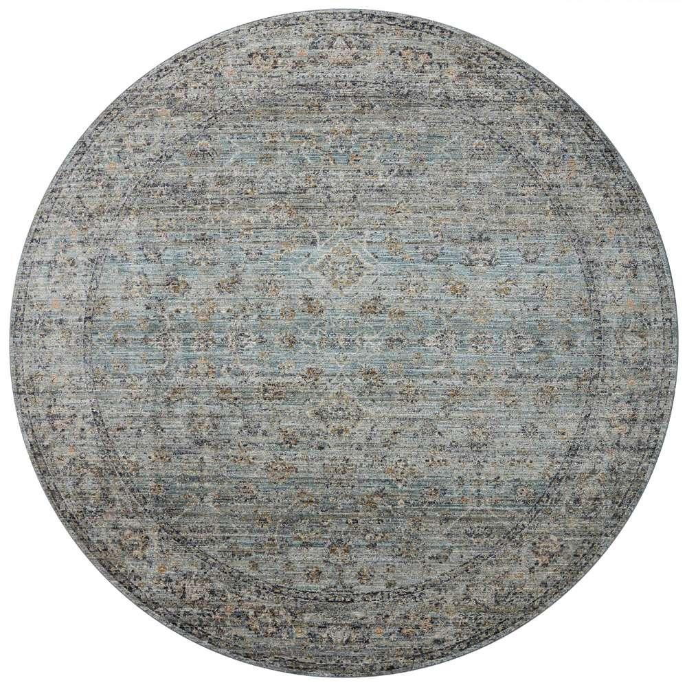 Jean Stoffer x Loloi - Katherine Ocean / Gold 7-10in x 7-10in Round Area Rug - KESSKES-01OCGO7A0R veiw 1