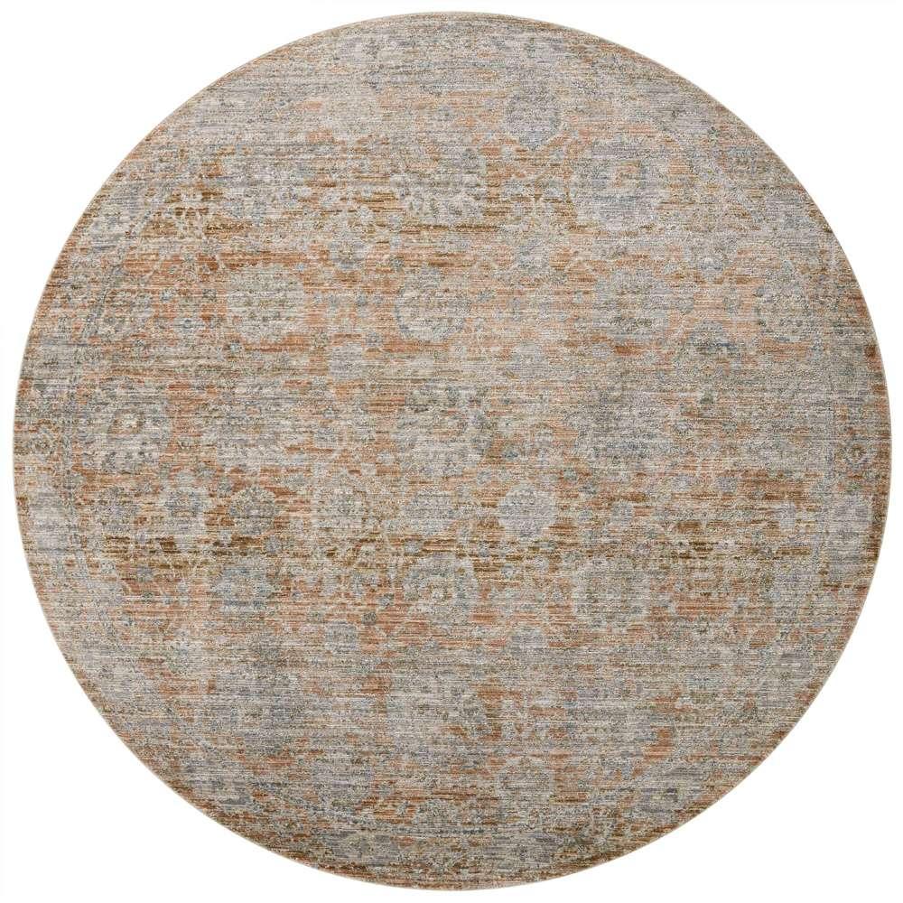 Jean Stoffer x Loloi - Katherine Terracotta / Smoke 7-10in x 7-10in Round Area Rug - KESSKES-02TCSK7A0R veiw 1