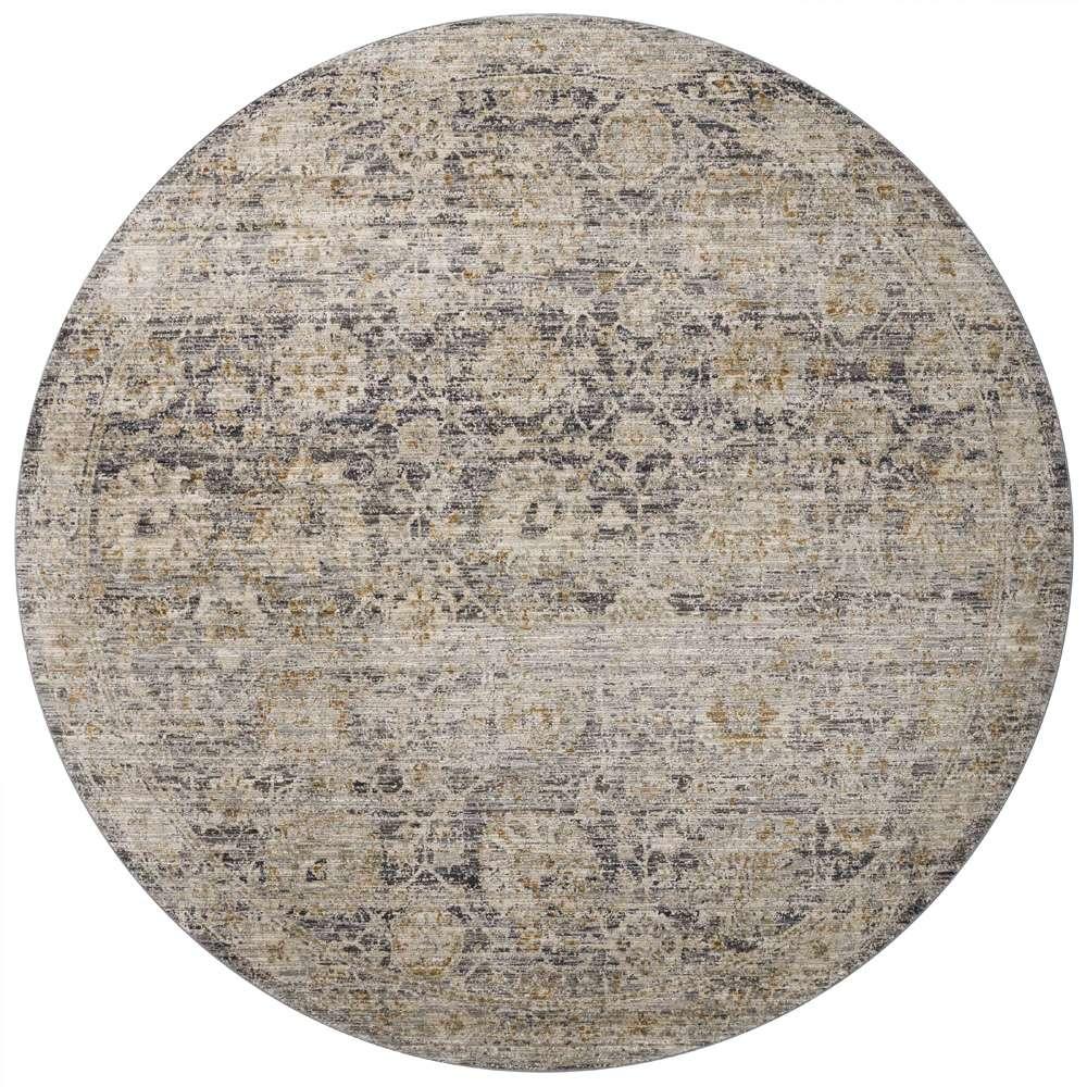 Jean Stoffer x Loloi - Katherine Charcoal / Gold 9-6in x 9-6in Round Area Rug - KESSKES-02CCGO960R veiw 1
