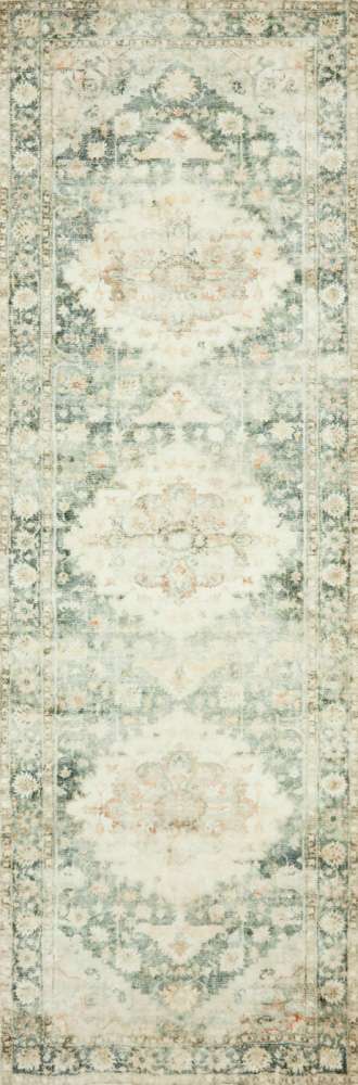 Loloi - Rosette Teal / Ivory 2-6in x 7-6in Runner Rug - ROSTROS-08TEIV2676 veiw 1