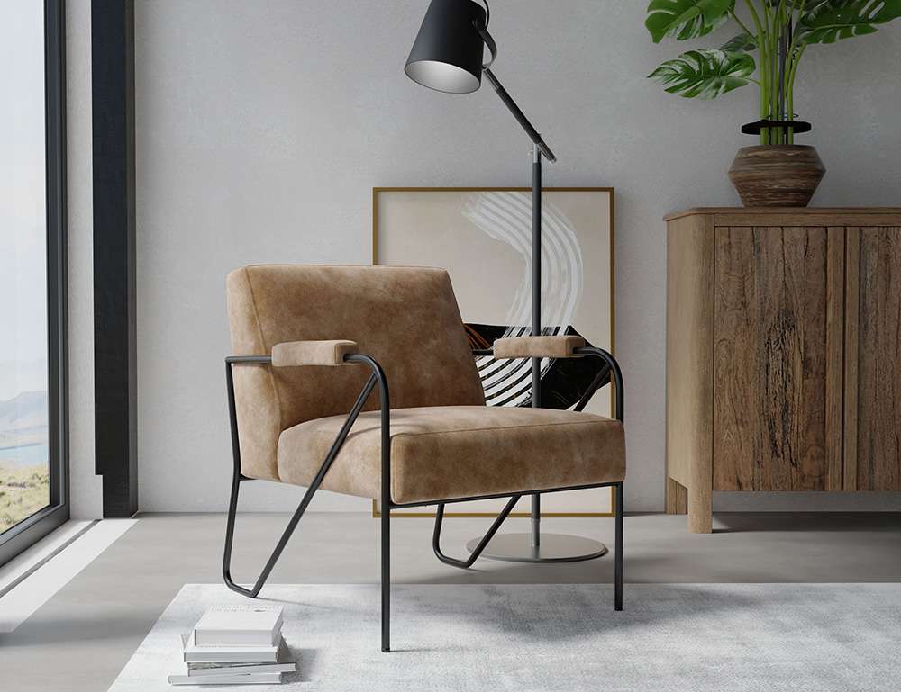 IFD - Lotus - Wooden Frame & Metal Base, Armchair - IUP132-ACH-202 veiw 2