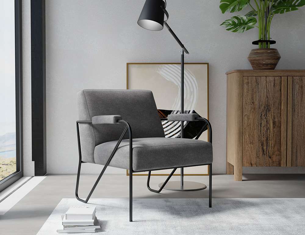 IFD - Lotus - Wooden Frame & Metal Base, Armchair - IUP132-ACH-121 veiw 2