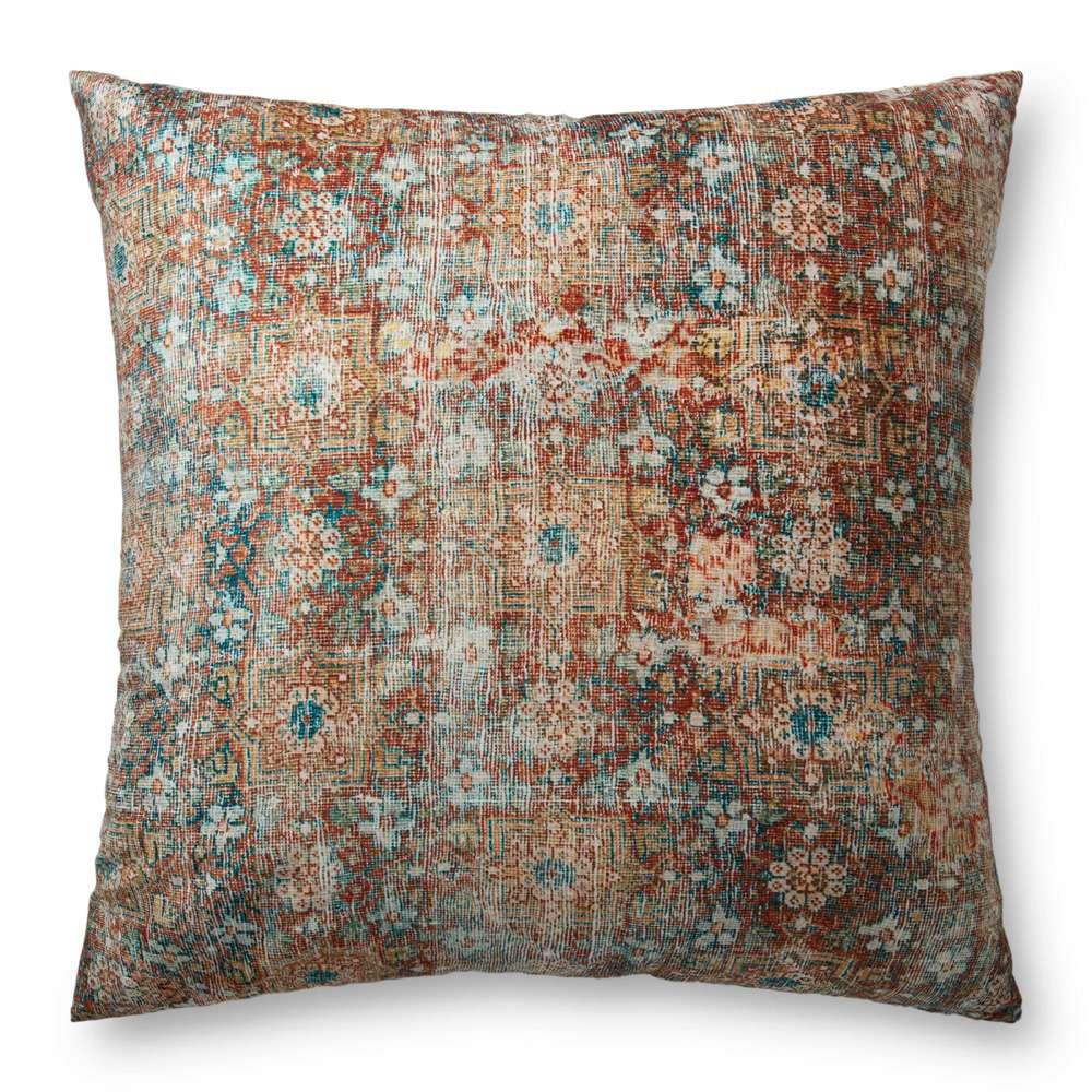 Loloi - FP0011 Terracotta / Multi 36inW x 36inD x 6inH Pillow - FL01FP0011TCMLFL36 veiw 1