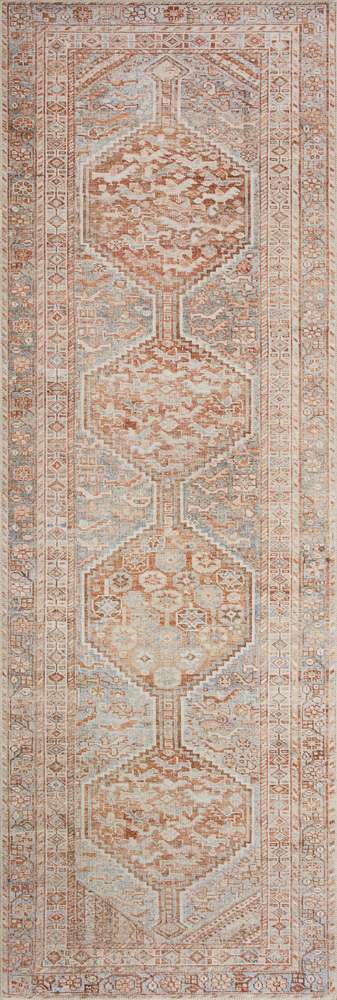 Chris Loves Julia x Loloi - Jules Tangerine / Mist 2-6in x 12-0in Runner Rug - JULSJUL-04TGMI26C0 veiw 1