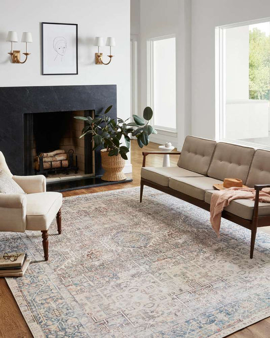 Chris Loves Julia x Loloi - Jules Natural / Ocean 3-6in x 5-6in Accent Rug - JULSJUL-07NAOC3656 veiw 2