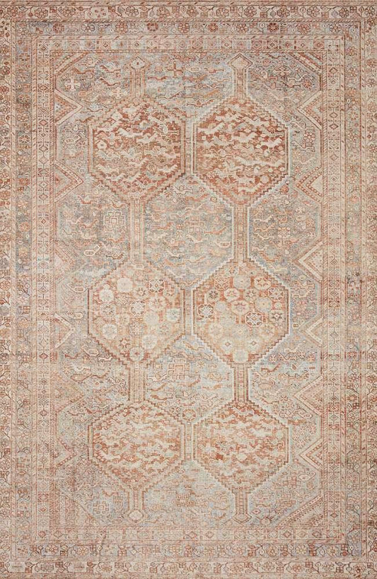 Chris Loves Julia x Loloi - Jules Tangerine / Mist 3-6in x 5-6in Accent Rug - JULSJUL-04TGMI3656 veiw 1