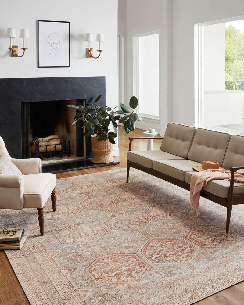 Chris Loves Julia x Loloi - Jules Tangerine / Mist 7-6in x 9-6in Area Rug - JULSJUL-04TGMI7696 veiw 2