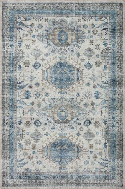 Loloi - Heidi Ivory / Ocean 7-6in x 9-6in Area Rug - HEIDHEI-04IVOC7696 veiw 1