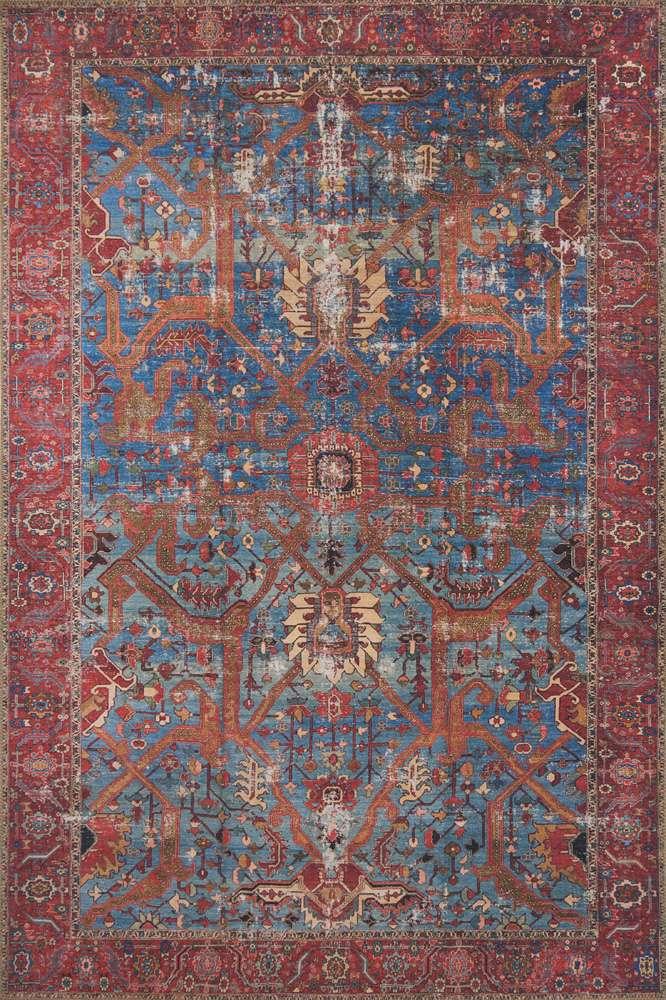 Loloi - Loren Blue / Red 5-0in x 7-6in Area Rug - LORELQ-10BBRE5076 veiw 1
