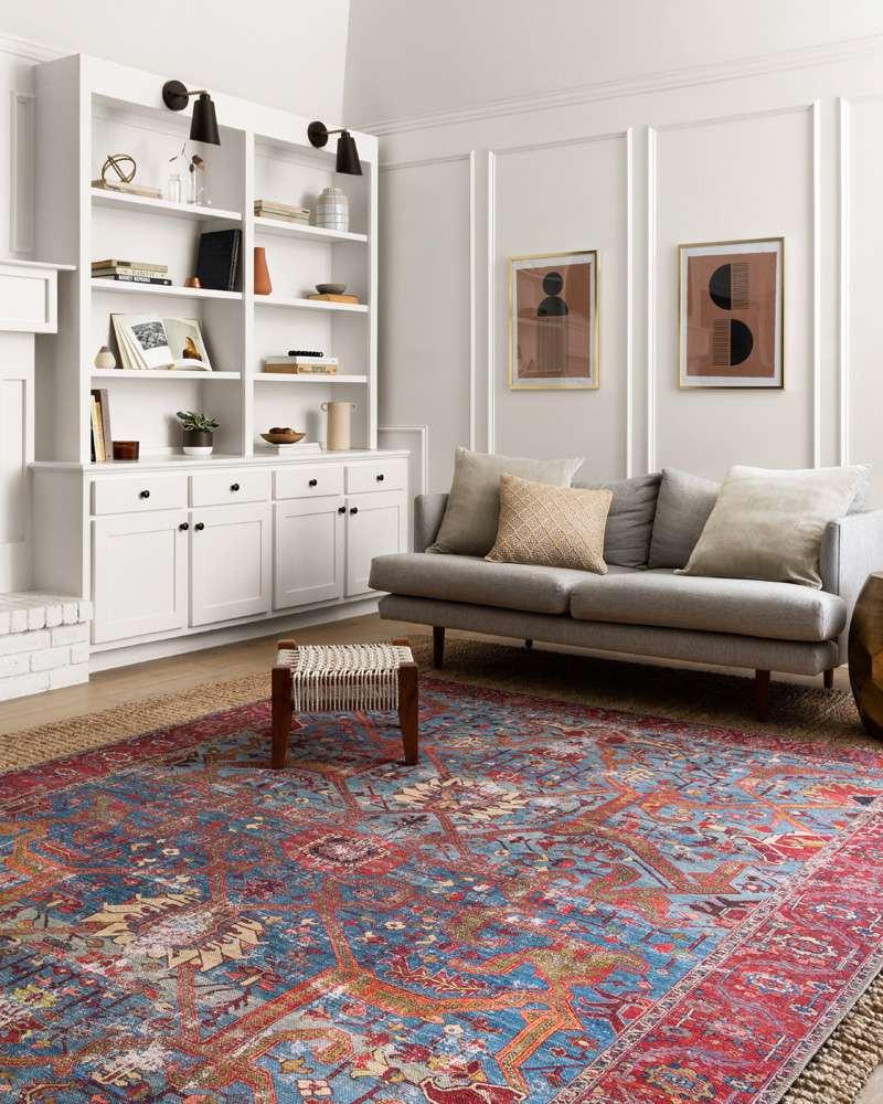 Loloi - Loren Blue / Red 5-0in x 7-6in Area Rug - LORELQ-10BBRE5076 veiw 2
