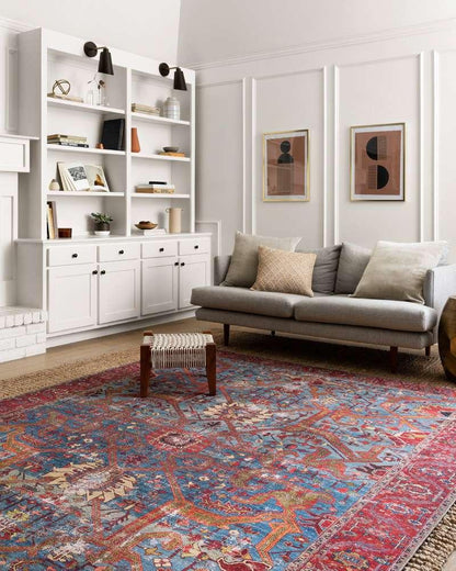 Loloi - Loren Blue / Red 5-0in x 7-6in Area Rug - LORELQ-10BBRE5076 veiw 2