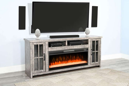 Sunny Designs -  76in Media Console with Electric Fireplace - K3662AG-76C veiw 2