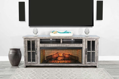 Sunny Designs -  76in Media Console with Electric Fireplace - K3662AG-76W veiw 3