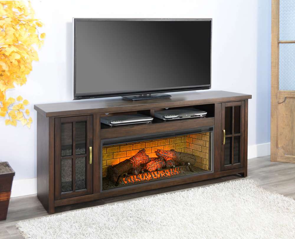 Sunny Designs -  76in Media Console with Electric Fireplace - K3662CB-76W veiw 2