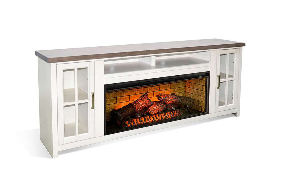 Sunny Designs -  76in Media Console with Electric Fireplace - K3662MB-76W veiw 1