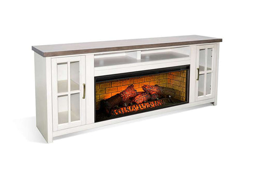 Sunny Designs -  76in Media Console with Electric Fireplace - K3662MB-76W veiw 1