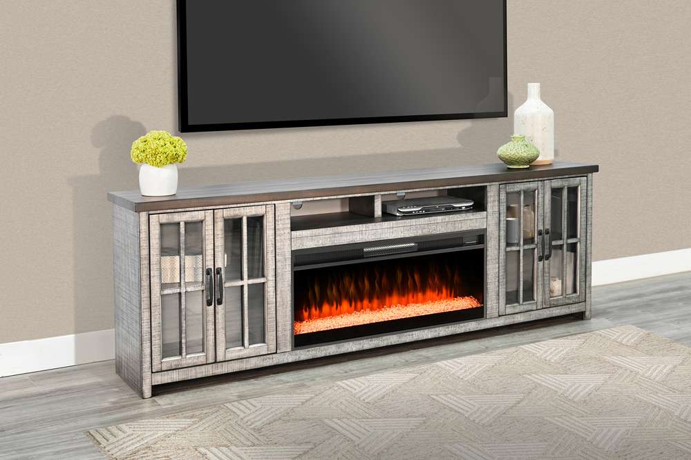 Sunny Designs -  76in Media Console with Electric Fireplace - K3662TA-76C veiw 2