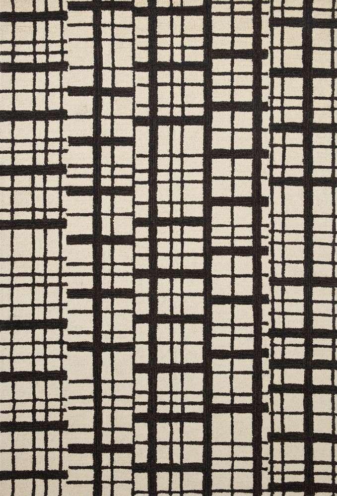Chris Loves Julia x Loloi - Polly Black / Ivory 18in x 18in Sample Rug - POLLPOL-02BLIV160S veiw 1