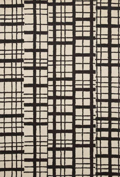 Chris Loves Julia x Loloi - Polly Black / Ivory 18in x 18in Sample Rug - POLLPOL-02BLIV160S veiw 1