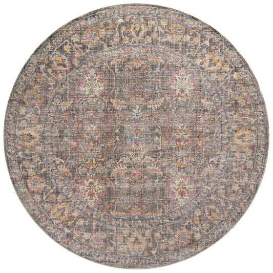 Chris Loves Julia x Loloi - Rosemarie Stone / Multi 3-2in x 3-2in Round Accent Rug - ROSMROE-01SNML320R veiw 1