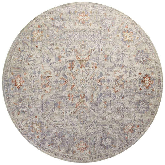 Chris Loves Julia x Loloi - Rosemarie Oatmeal / Lavender 7-9in x 7-9in Round Area Rug - ROSMROE-05OTLA790R veiw 1
