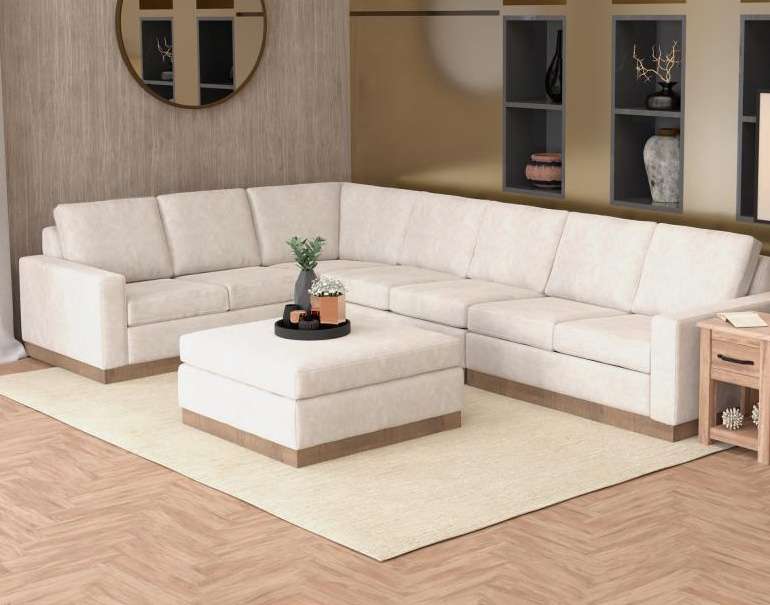IFD - Georgia - Wooden Frame & Base, Upholstered Square Ottoman - IUP722-OTT-210 veiw 3
