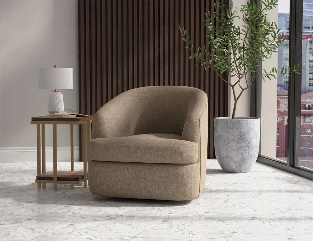 IFD - Tumbi - Wooden Frame & Metal Base, 360 Degree Swivel Accent Chair - IUP854-ACH-152 veiw 2