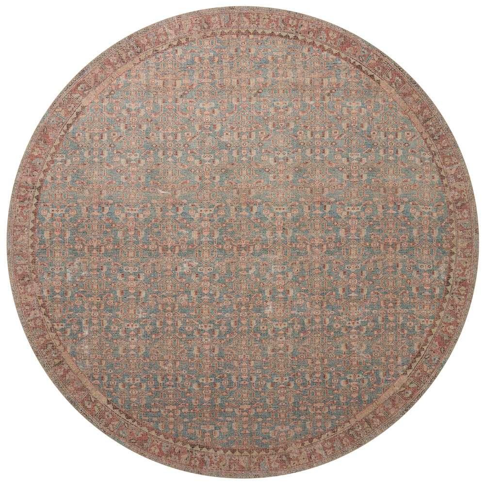 Angela Rose x Loloi - Aubrey Blue / Terracotta 7-6in x 7-6in Round Area Rug - ABREAUB-04BBTC760R veiw 1
