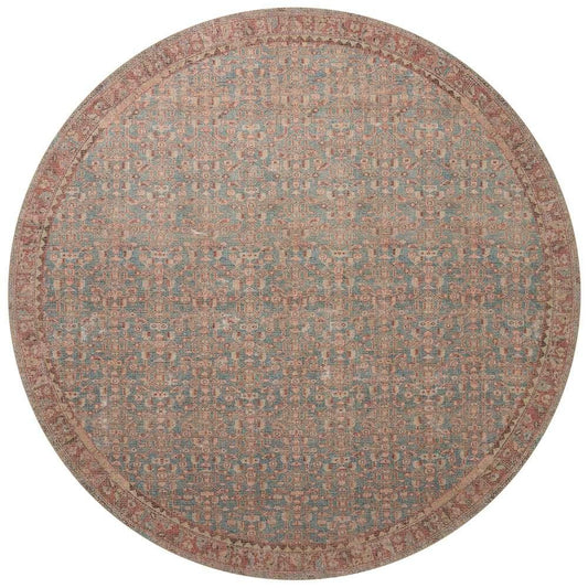 Angela Rose x Loloi - Aubrey Blue / Terracotta 7-6in x 7-6in Round Area Rug - ABREAUB-04BBTC760R veiw 1
