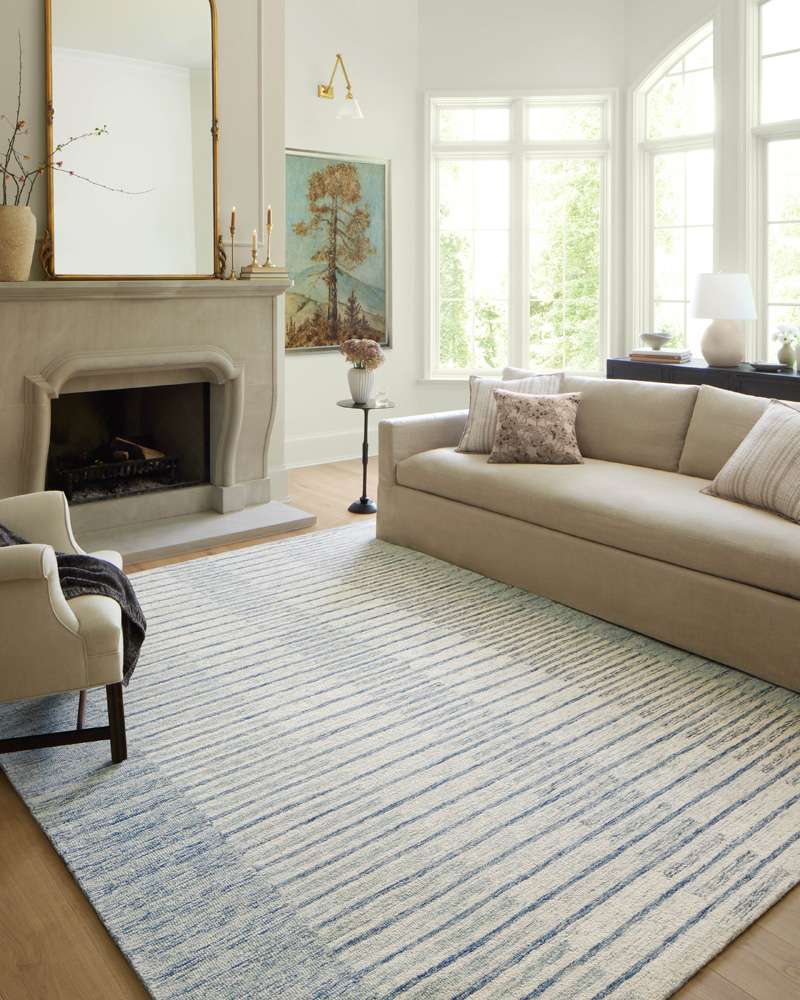 Chris Loves Julia x Loloi - Chris Ivory / Denim 9-3in x 13 Area Rug - CHRICHR-01IVDE93D0 veiw 3