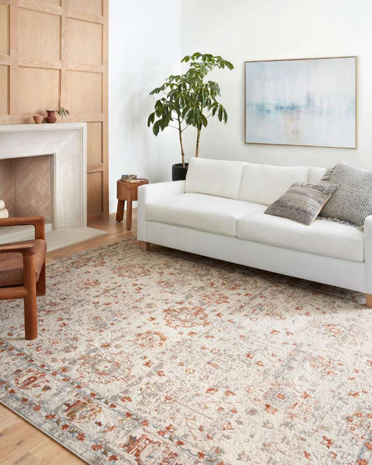 Loloi - Estelle Ivory / Rust 18in x 18in Sample Rug - ESTEEST-01IVRU160S veiw 2