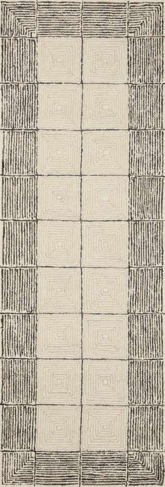 Chris Loves Julia x Loloi - Francis Cream / Black 2-6in x 7-6in Runner Rug - FRASFRA-02CRBL2676 veiw 1