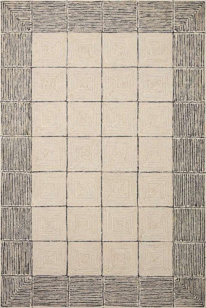 Chris Loves Julia x Loloi - Francis Cream / Black 7-9in x 9-9in Area Rug - FRASFRA-02CRBL7999 veiw 1