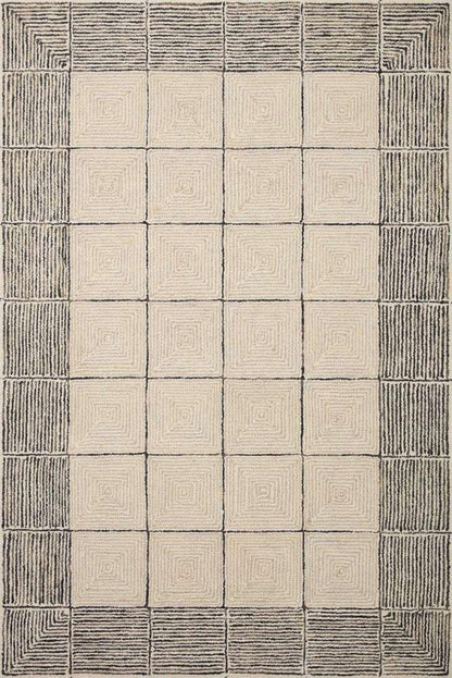 Chris Loves Julia x Loloi - Francis Cream / Black 7-9in x 9-9in Area Rug - FRASFRA-02CRBL7999 veiw 1