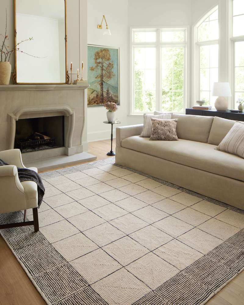 Chris Loves Julia x Loloi - Francis Cream / Black 7-9in x 9-9in Area Rug - FRASFRA-02CRBL7999 veiw 2