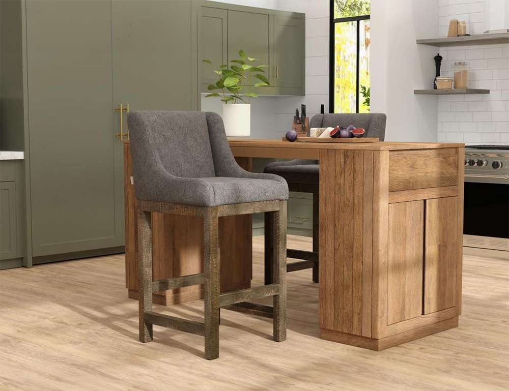 IFD - Gray - Wooden Frame & Base, 30in Upholstered Barstool - IUP700-BST30-121 veiw 4