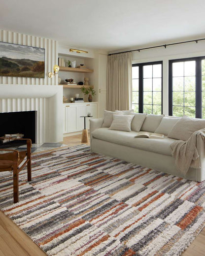 Loloi - Levitt Shag Ivory / Sunset 18in x 18in Sample Rug - LEVTLEV-03IVSS160S veiw 2