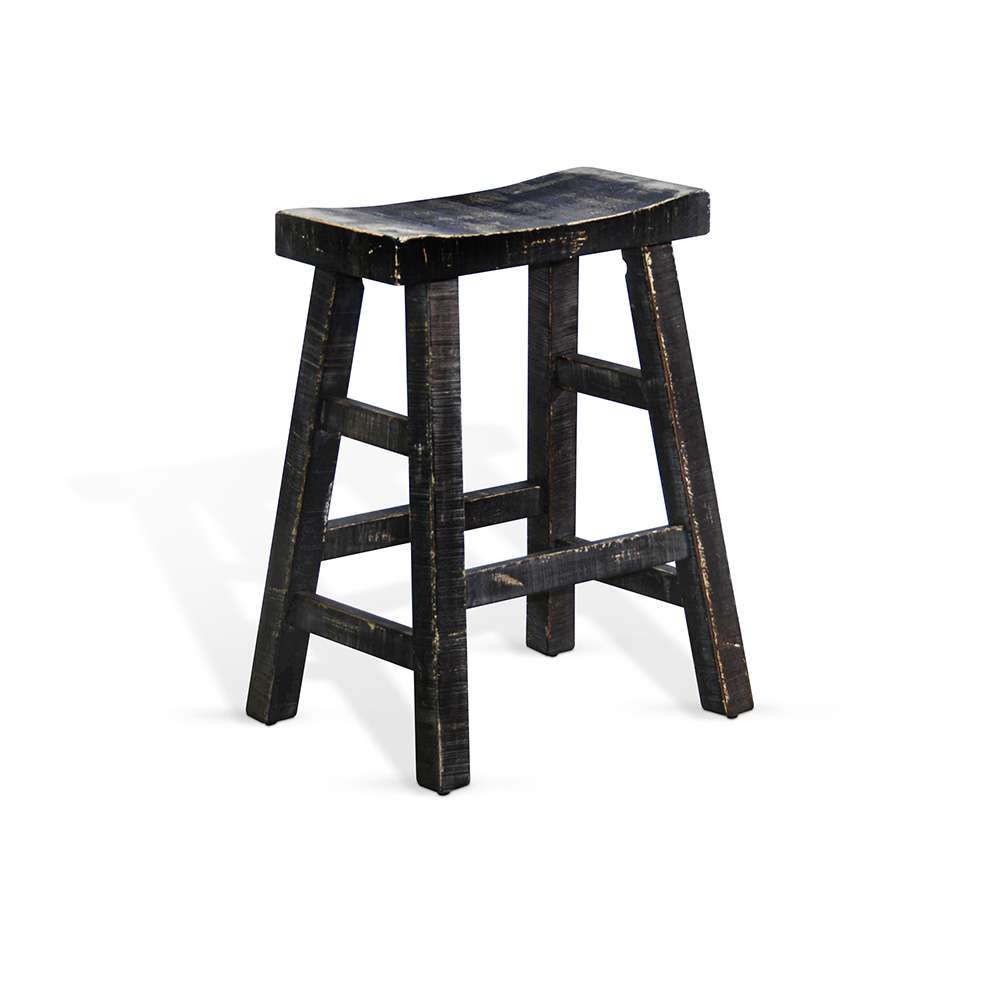Sunny Designs - Marina -  Black Sand Counter Saddle Seat Stool, Wood Seat (Set of 2) - 1768BS-24 veiw 1