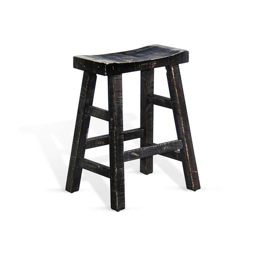 Sunny Designs - Marina -  Black Sand Counter Saddle Seat Stool, Wood Seat (Set of 2) - 1768BS-24 veiw 1