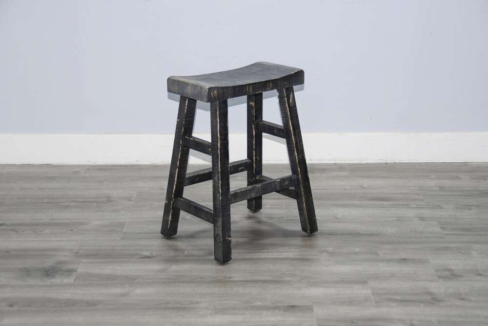 Sunny Designs - Marina -  Black Sand Counter Saddle Seat Stool, Wood Seat (Set of 2) - 1768BS-24 veiw 3
