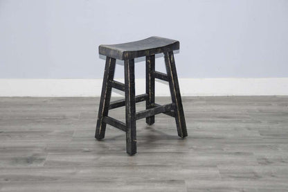 Sunny Designs - Marina -  Black Sand Counter Saddle Seat Stool, Wood Seat (Set of 2) - 1768BS-24 veiw 3