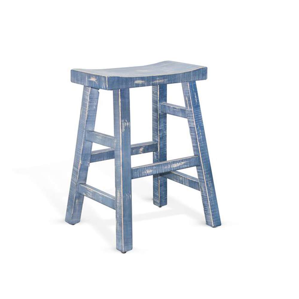 Sunny Designs - Marina -  Ocean Blue Counter Saddle Seat Stool, Wood Seat (Set of 2) - 1768OB-24 veiw 1