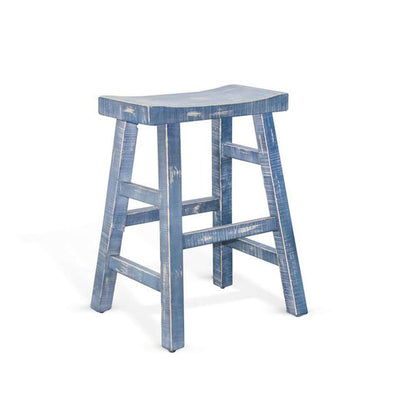 Sunny Designs - Marina -  Ocean Blue Counter Saddle Seat Stool, Wood Seat (Set of 2) - 1768OB-24 veiw 1