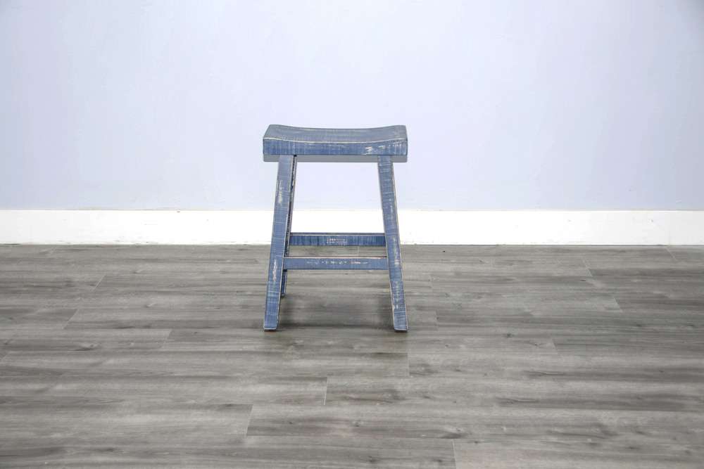 Sunny Designs - Marina -  Ocean Blue Counter Saddle Seat Stool, Wood Seat (Set of 2) - 1768OB-24 veiw 2