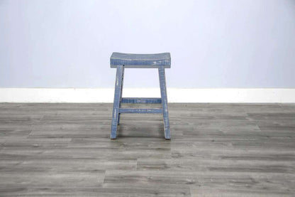 Sunny Designs - Marina -  Ocean Blue Counter Saddle Seat Stool, Wood Seat (Set of 2) - 1768OB-24 veiw 2