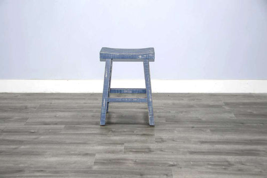 Sunny Designs - Marina -  Ocean Blue Counter Saddle Seat Stool, Wood Seat (Set of 2) - 1768OB-24 veiw 2