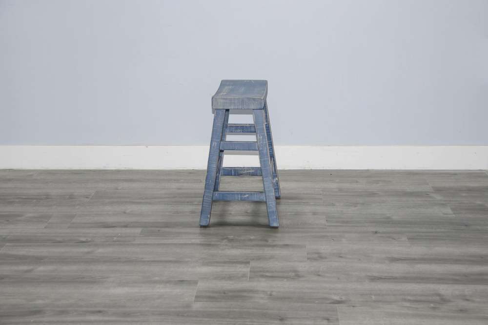 Sunny Designs - Marina -  Ocean Blue Counter Saddle Seat Stool, Wood Seat (Set of 2) - 1768OB-24 veiw 4